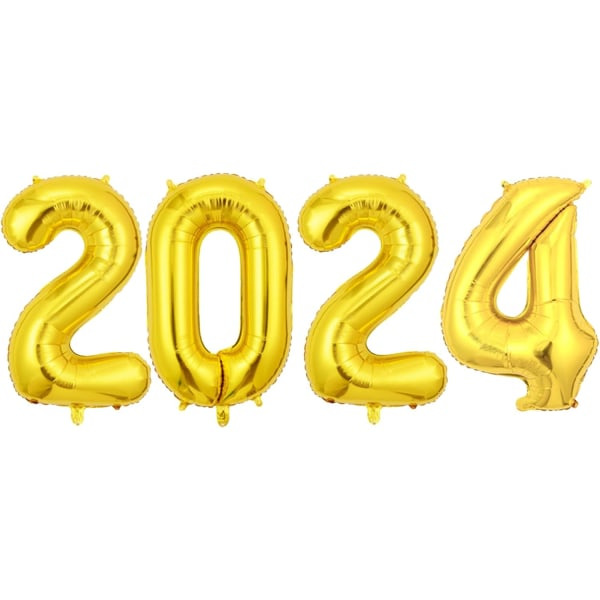 2024 Nyårsballoner, 40 Tommer Talballoner - Æstetiske Gigant Universelle 2024 Nyårsballoner til Festivalfesttilbehør (Guld)