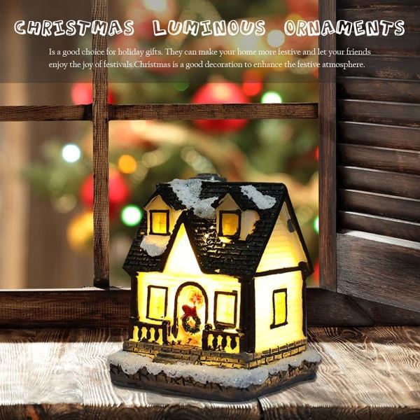 Juldekorationer, Mini Resin Husstaty med Ljus