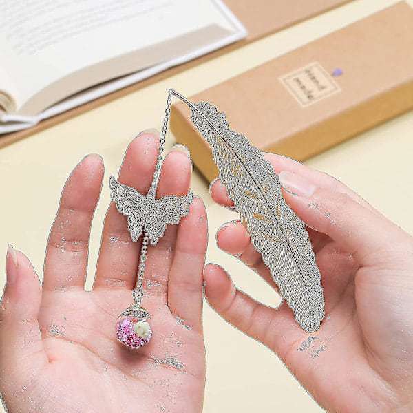 Retro Metal Feather Bookmark Syntymäpäivälahja Opettajalle Naisille Perhonen Kirjanmerkki Äitienpäivä Joulu