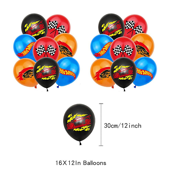 Hot Wheels: Beat That Bursdagsfest Utstyr Banner Ballonger Kaketopper Dekor