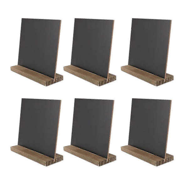 6-pack Rustika Tavelskylltar med Träställ Kompatibla med Bröllopsdekorationer Skyltar Etiketter 15x13 cm Svart