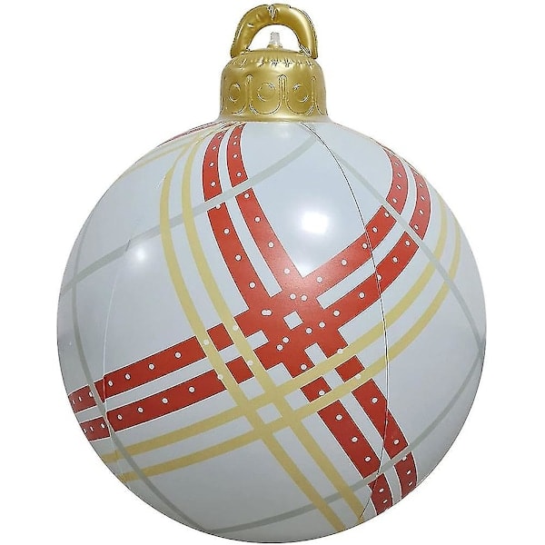 Giant Large Christmas PVC latable Decorated Ball, Christmas latable Outdoor Decoration Toy Ball Without Light [HK] Red Diamond Grid