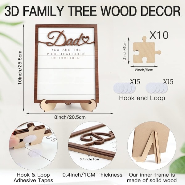 Pappas & Barns Namn Pusselbit DIY Skylt (8''x10''), Fars Dag Present Rustik Konst Dekoration på Skrivbord