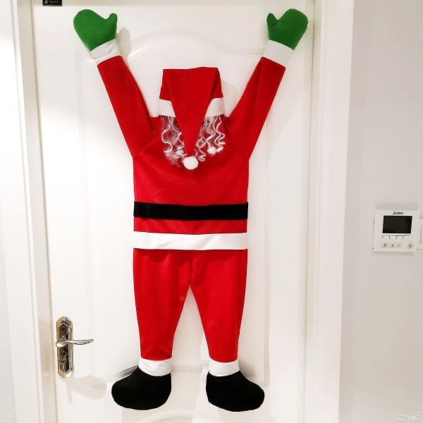 Sammetsklädd Tomte Klättrare Väggdekoration Klädhängare Present Julgåva (1st Röd)
