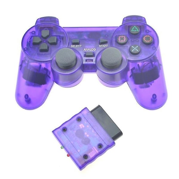 Transparent Färgad Spelkontroll för Sony PS2 Trådlös Spelkontroll 2.4ghz Vibrationskontroll Spelkontroll för Playstation 2