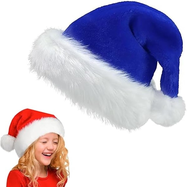 Julehatte til Børn - Luksus Julehatte, Bløde Julehatte, Tyk Julehat, Julefest Hat, Blå