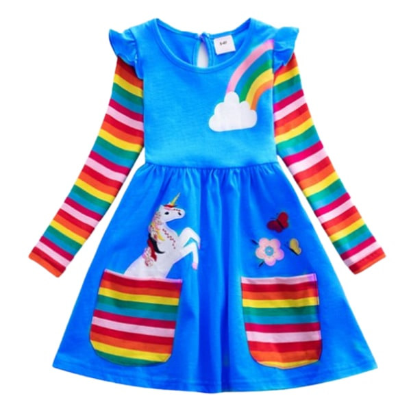 Piges Prinsesse Fest Tutu Kjole Langærmet Skøjte Casual Lyseblå Lyseblå 128cm