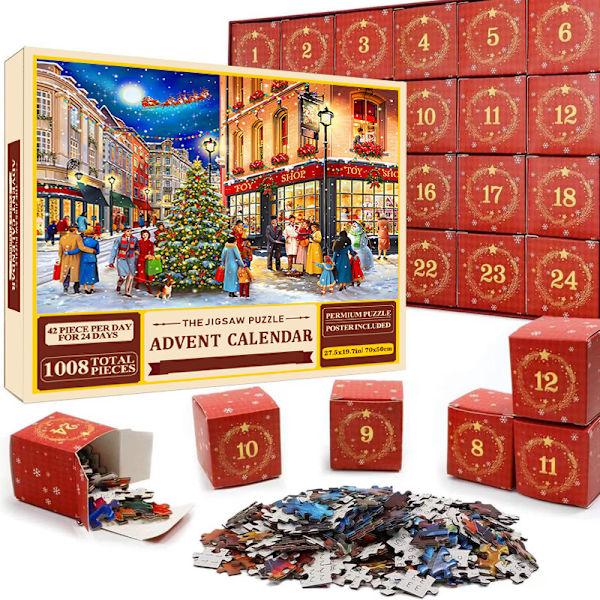 REMAKE Adventskalender med Puslespil, Nedtælling til Advent, Adventskalender med Legetøjspuslespil, Julegaver i Blindbox sd18