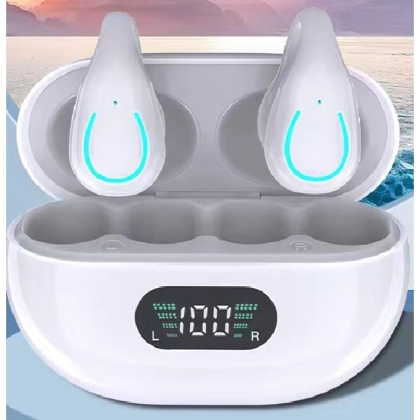 Knogleledning øre-fri hovedtelefoner Bluetooth 5.3 Hi-Fi ENC Hvid