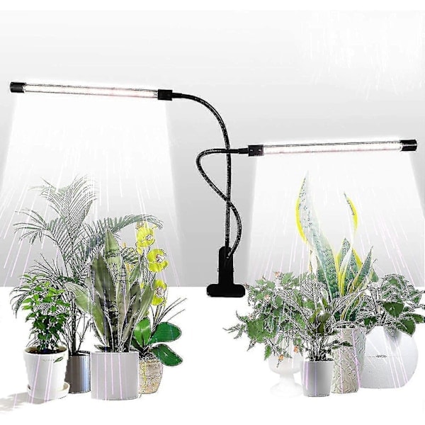 REMAKE Grow Light, Sunlight White 50W 84 LED Double Head Clamp Grow Lights, 4/8/12h Timer 5 Dimmable Levels