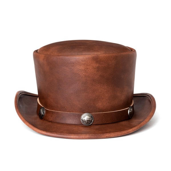 Magikerhat i læder til ovnpibe - Sortbrun til Halloween, bryllup og kostume