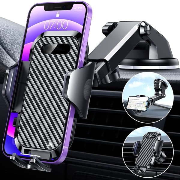 Biltelefonholder, [Super sterk sugekraft] Dashbordtelefonholder, Universal Handsfree Dash Vindskjerm Krok Luftventil Bil Lastebil Stativ
