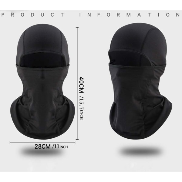 Balaclava / hjelmhette vindtett Lycra Svart