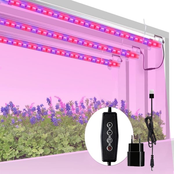 60W LED-växtlampa med fullspektrum, dimbar, för inomhusväxter, växtlampa med timer