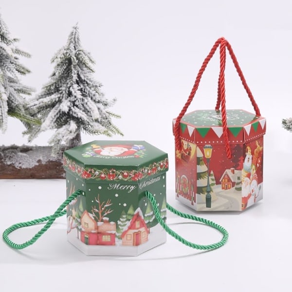 30 st julgransaskar, julklappsfavoritaskar, julklappspappersaskar, handhållna festpaket festdekorationer, grön grön