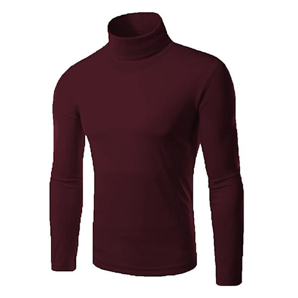 Hettegenser i strikk for menn - Polo-stil, rulleskjorte Wine Red M