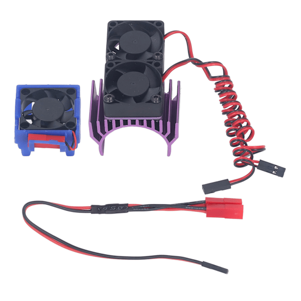 DC 5V RC kylfläns med hög hastighet fläktmotor kylare fläkt set för Traxxas Slash 4×4 VXL 1/10 RC bil lila