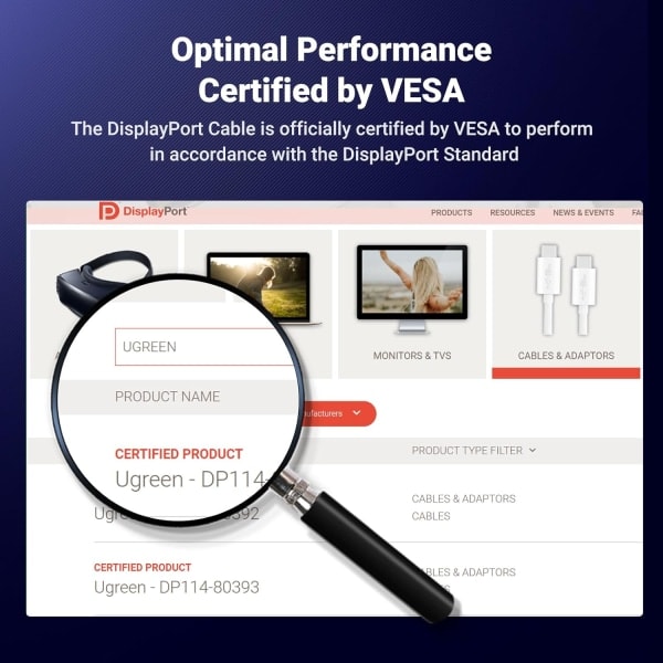 DP-kaapeli DisplayPort - DisplayPort 8K@60Hz 4K@120Hz