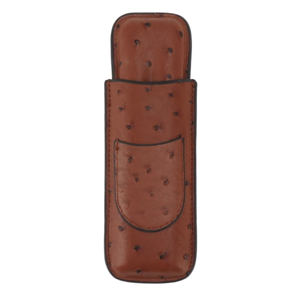 Cigar Etui Holder PU Læder Brun 2 Finger Cigar Bæretaske med Forlomme Bærbar til Jubilæum Fars Dag Gave