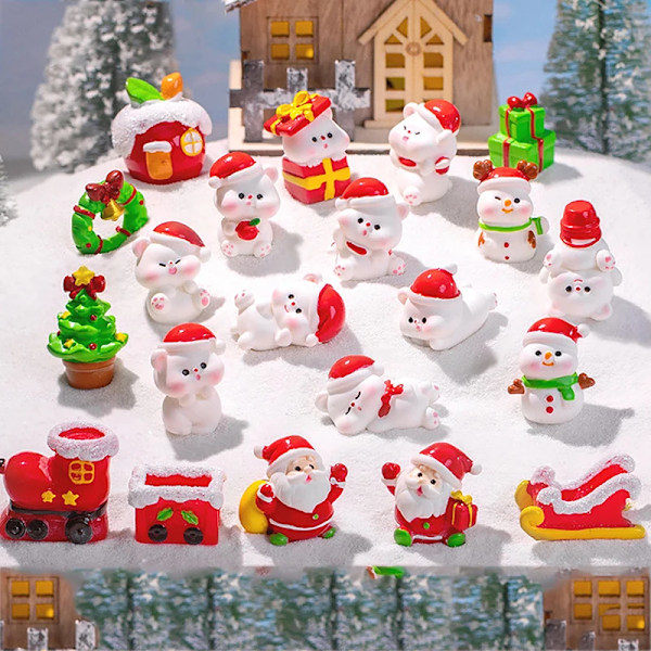 1 stk Julgavefigurer Miniatyr Nisse Snømann Bjørn Mikrolandskap DIY Hjemmedekorasjon for Skrivebordsdekorasjon Rom A4