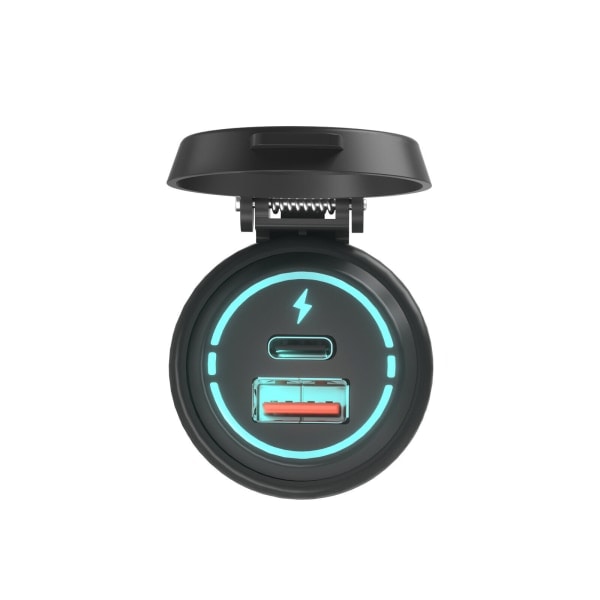 Billaddare 12V/24V QC3.0 med skyddande lock Svart