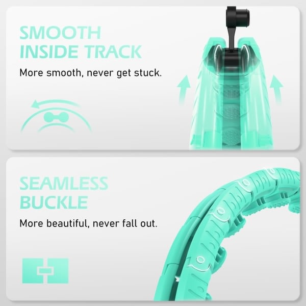 Viktad Hula Hoop med 26 Länkar (6 tum) för Viktminskning för Vuxna, inity Hoop Plus Size, Smart Fitnessutrustning för Kvinnor Grön Grön
