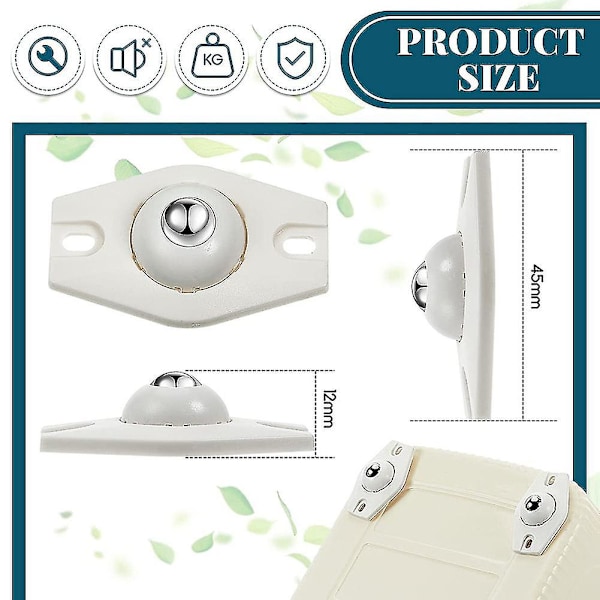 8 stycken självhäftande hjul Mini svängbara hjul 360 grader klibbig rulle med (vit) White