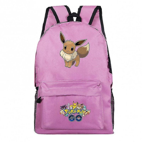 Anime Pokémon Eevee Tryckt Student Skolväska Cartoon Väskor Unisex Ryggsäck [HK] Rosa