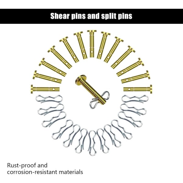 20 stk. Saksesplint og Splintstift sæt til snefræser, 20 stk. 738-04124 og 20 stk. 714-04040 Saksesplint erstatning til Mtd Cub Cadet Troy-Bilt snefræsere