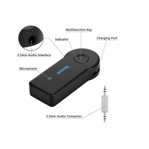 Bil Trådløs Bluetooth 3.5mm Aux Audio Modtager Musik Streaming Adapter Mikrofon Kit