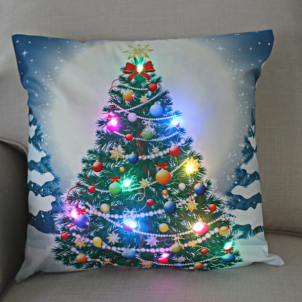 Juldekoration 2023 LED Kuddfodral 45cm Kudde Kuddfodral med Ljus Nyårsdekoration Juldekorationer för Hem 11 45x45cm