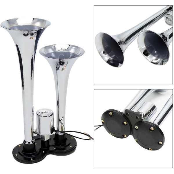 Kaksinkertaiset Trumpetti Sähköinen Torvi Korkea Kromi Ilmatorvi Kaiutin Sarja 150Db 12V/24V Universaali Junavaunulle