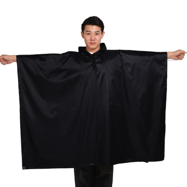 Multifunktionel regnponcho med hætte / camping presenning / beskyttelse til vandreture camping Sort