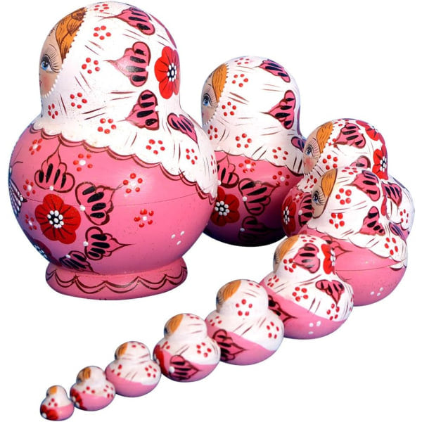 Set med 10 ryska dockor (matryoshka dockor)