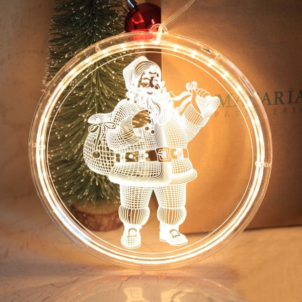 LED 3D Joulupukki Ikkuna Valo Joulu Ikkuna Koriste Riippuva Keijuvalo