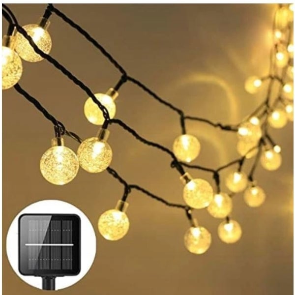 LED Solcellelys Snorlys Julepynt Hjem Have Udendørs Vandafvisende Snorlys 12 Meter 100 Lys Hvid Lyskilde