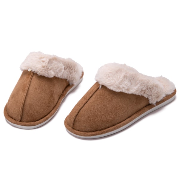 Dames tøfler menn Lammeskinn Fluffy tøfler Pluss vinter varme tøfler Fôret tøfler, khaki, størrelser: 37-38 37-38