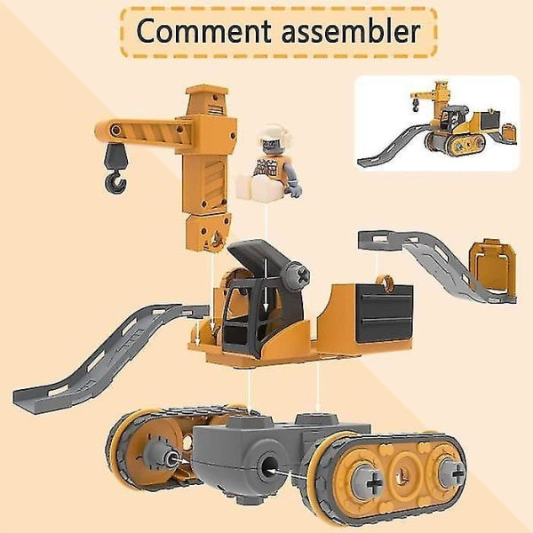 REMAKE Samle Køretøj Lastbil DIY Byggesæt til Børn, 4 i 1 Teknisk Bil med Elektrisk Boremaskine, Pædagogisk Gave