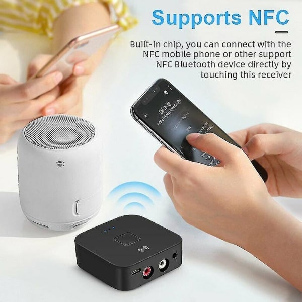 Bluetooth 5.0 RCA Lydmodtager Aptx 3,5 mm Aux Jack Musik Trådløs Bluetooth Adapter Med NFC Til Bil TV Computer Højttaler