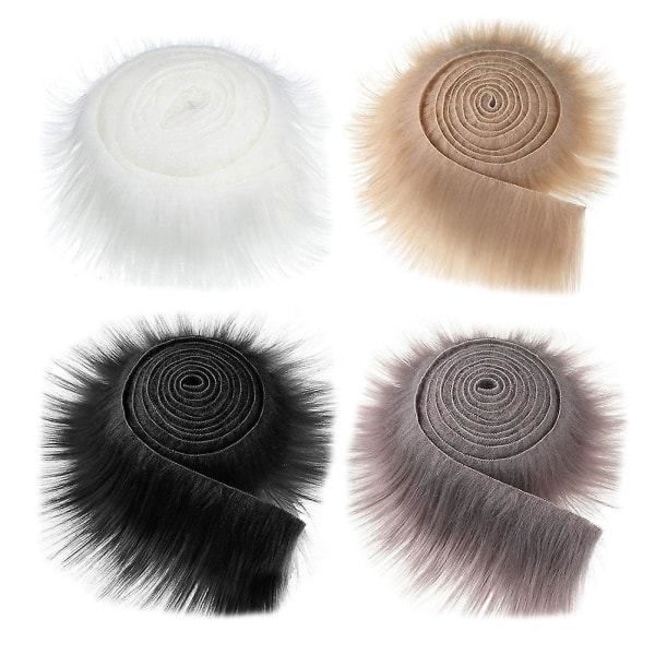 REMAKE 4 stk Kunstig Pelsbånd Stoff Shaggy Pelsstoffer DIY Håndverk Fluffy Strimler