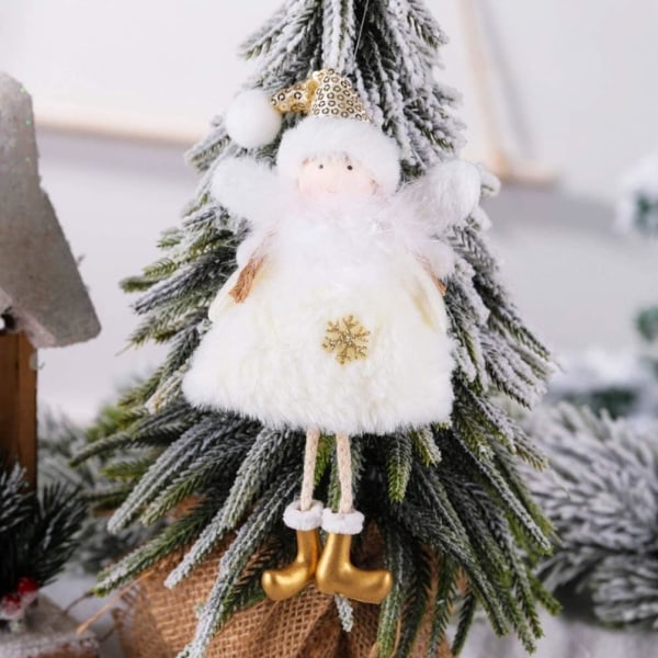 Enkelin riipus joulukuusen koristeeksi, tonttu, lumihiutale, juhlat