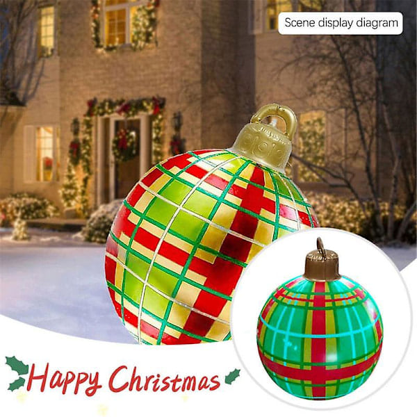 60cm Juletrepynt latable Dekorert Ball PVC Giant Stor Ball Juletrepynt Lekeball Uten Lys Pynt 2stk gitter 2stk