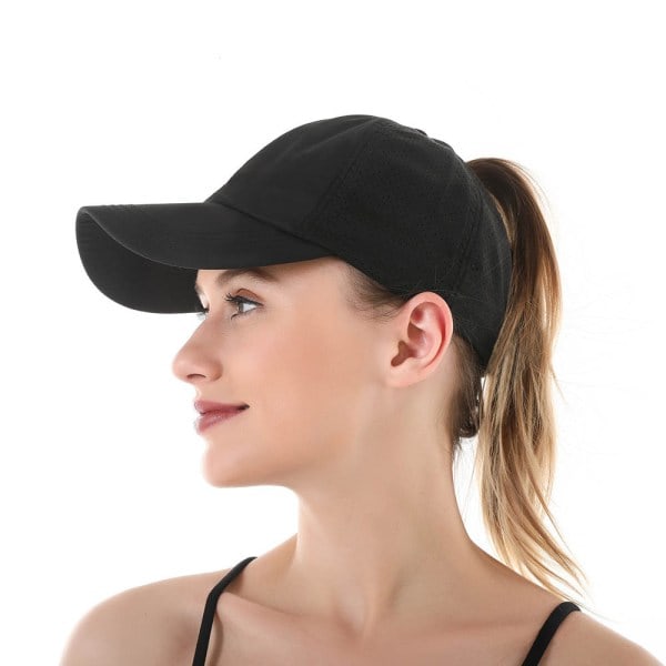 REMAKE Women's Criss Cross Ponytail Baseball Cap Adjustable High Brim