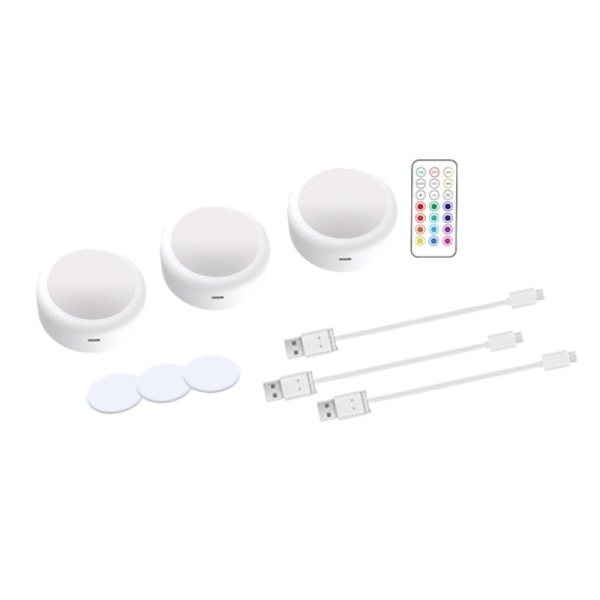 Laddningsbara LED-lampor 13 RGB-färger 3-pack Vit