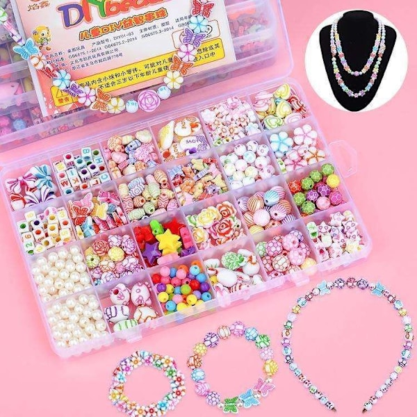 DIY - Perleboks - Akrylperler - Mix - 700 stk - Smykkefremstilling