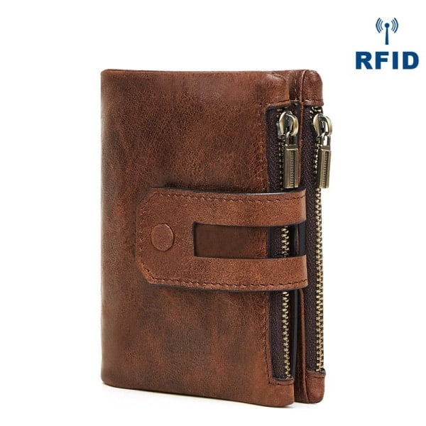 RFID-blocker Plånbok i äkta läder Brun