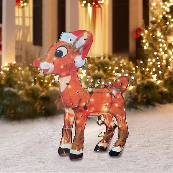 2D Christmas Dog with LED Lights Garden Decoration with Acrylic Garden Pole [HK] Q3