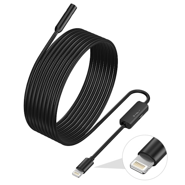 REMAKE Endoskop for iPhone, ILIHOME inspeksjonskamera med 5,5 mm linse for, 3,5 meter semi-stiv kabel boreskop IP68 vanntett 3,5m