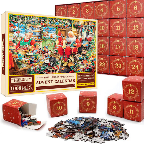 REMAKE Adventskalender med Pussel, Nedräkning till Advent, Adventskalender med Leksakspussel, Julklappar i Blindbox sd22