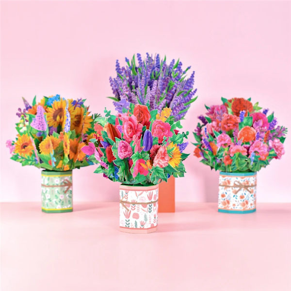 Pop-up Blomsterkort Flora 3D Hilsen Kort til Bursdag Morsdag Farsdag Graduation Bryllup Jubileum Gi Sympati TAKK